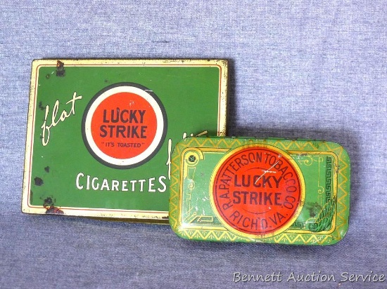 Two vintage Lucky Strike tins. Lucky Strike Cut Plug tin is in overall good shape and measures