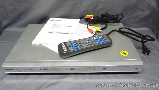 Spectronio DVD Player, Model PD-1100. Has remote and powers up.