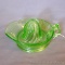 Pretty green glass juicer or reamer is in good condition with no chips or cracks noted. Measures