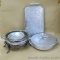 Hammered aluminum and other serving pieces up to 16