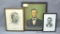 Three framed prints of Abraham Lincoln, largest measures 11