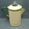 Enamel percolating coffee pot with stem and basket is in very good condition, measures 5-1/2