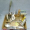 Kitchen utensils including heavy duty serving spoon and ladle, jar lifter and openers, melon baller,