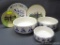 Two Czechoslovakian bowls, plus one German bowl - all feature windmills in a blue and white pattern.