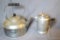 Nice large Revere Ware tea kettle is in good condition with original wooden handle, body measures 7