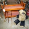 Doll sized bunk beds and a vintage stuffed panda bear. Bear is 20
