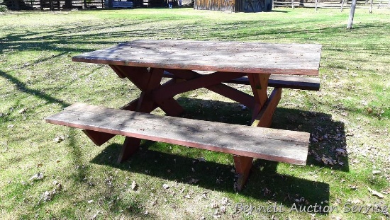 6' long picnic table is sturdy and in overall good condition. Stands 33" high to table top. Please