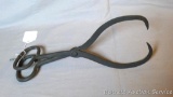 Wonderful pair of hand forged ice tongs measure 14