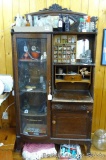 Beautiful secretary desk with rounded glass door on the left hand side; has 2 doors on the right