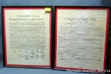 Two framed prints. Congress of the United States and In Congress July 4, 1776; each measure 18