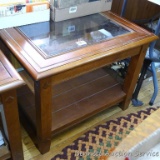 Nice sturdy end table with glass insert measures 25