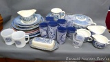 Currier & Ives serving pieces and extras including 12