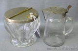 Lidded syrup pitcher stands 5-1/4