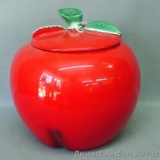 Unmarked apple cookie jar is a classic and in very good condition. No chips or cracks noted. Stands