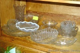 Clear glassware including divided Moonstone dish, 7-1/2