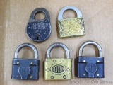 Neat old locks include Two Yale, one Corbin, one Meteor and one Hickory lock by Kelley-How-Thomson