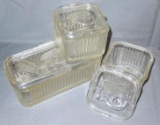 Vegetable pattern refrigerator dishes include three dishes with lids. Largest is 8