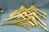 Advertising and other wooden clothes hangers. Nice and sturdy, way better than the plastic ones.