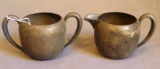 Cute little creamer and sugar are marked 'Silver plated on copper' and stand approx. 3