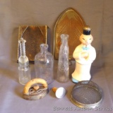 Mrs. Stewart's, Little Boy Blue and one other bluing bottle; Cleminson's sprinkler bottle stands