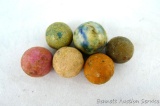 Old clay marbles. Largest is nearly 3/4