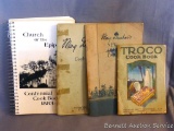 1927 and 1933 editions of Mary Dunbar's Cookbook published by Jewel Tea Co.; 1918 Troco Nut Butter
