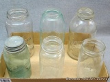 Ball triple L strong shoulder bluish green quart jar; Other jars by Kerr, Mason's, Samco, more.