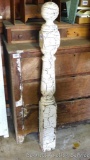 Newel post stands 4' tall and has plenty of character.