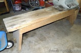 Delightfully rustic bench is under 5' long, 16