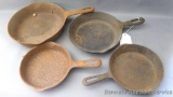 Four cast iron skillets up to 9-1/2