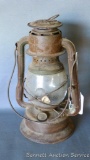 Dietz Little Wizard barn lantern with correct globe. Stands nearly 16