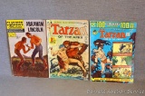 1972 and 1974 Tarzan comic books; plus Abraham Lincoln comic book, 1967.