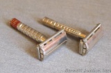 Two vintage Gillette razors are in good condition. Each is 3-1/4