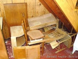 Furniture pieces and parts ready to be repurposed. There appears to be most of a 3-1/2' square solid