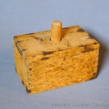 Really cool butter press with box jointed corners appears handmade. Measures 5-1/2