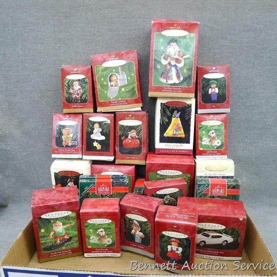 Nice assortment of Hallmark Christmas ornaments in original boxes. Most are from the 1990's.