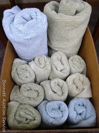 Set of 2 bath towels and 10 matching hand towels.