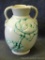 Red Wing magnolia pattern double handled vase stands 8-1/4