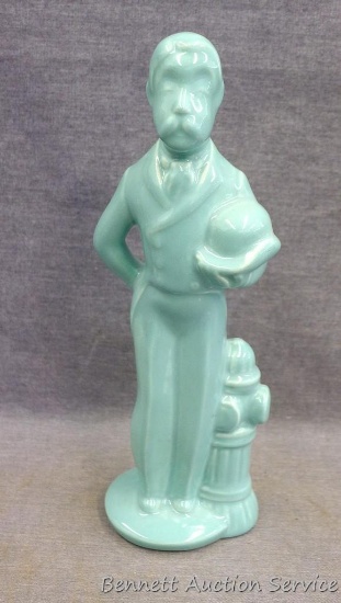 Red Wing art pottery figure 'Gentleman Caller' is an aqua green color and in very good condition.