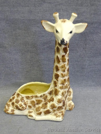 Red Wing giraffe planter stands 11-1/2" tall and is marked on bottom 'Red Wing USA 896'. No chips or