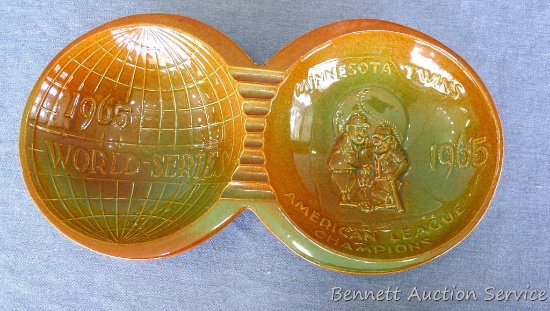 1965 World Series Minnesota Twins American League Champions divided dish by Red Wing Potteries.