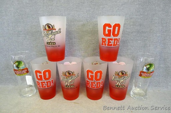 Six Leinenkugel's Red Lager glasses are 5-2/4" tall, more. All are in very good condition.
