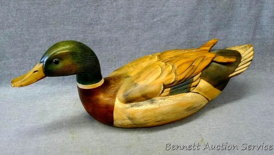 Ducks Unlimited Special Edition mallard duck by Tom Taber, 1987-1988. Measures approx 21"x 7". Some