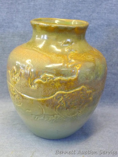 Red Wing art pottery lion vase stands 7-1/4" tall and is in very good condition with no chips or