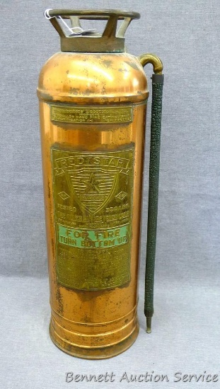 Wonderful antique Red Star Model 303 fire extinguisher is tested for 350 lbs. Nice piece with a