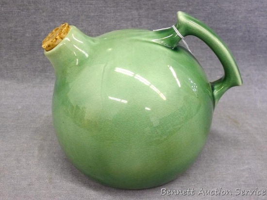 Red Wing Pottery ball style pitcher is in good condition with uniform crazing throughout. Cork