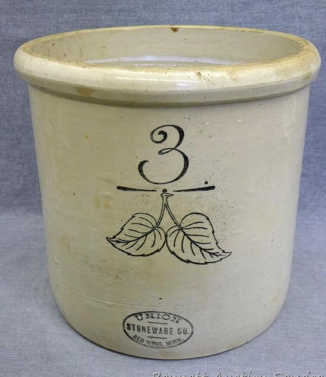 3 gallon stoneware crock with birch leaves by Union Stoneware Co of Red Wing, Minn. Crock is in very