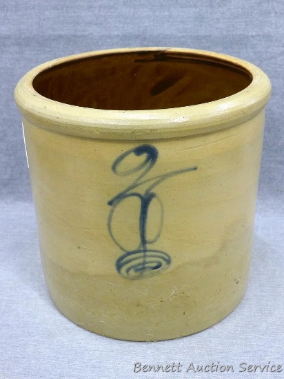 2 gallon stoneware crock with cobalt design is marked on bottom 'Minnesota Stoneware Co. Red Wing,