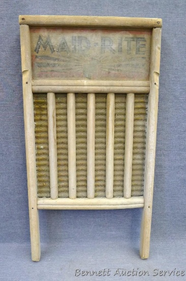 Maid-Right wooden and glass washboard is 12-1/2"x 24".