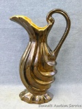 Red Wing metallic art pottery vase is marked on bottom 819 and stands 12